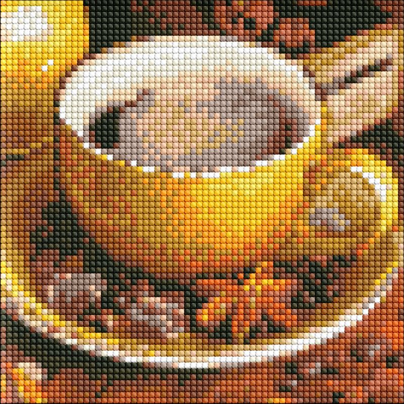 Diamond Painting ohne Rahmen - Kaffeegenuss mit holografischen Strasssteinen (AB)