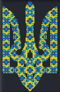 Diamond Painting ohne Rahmen - Symbol der Ukraine mit holografischen Strasssteinen (AB) ©Mariia Davydova