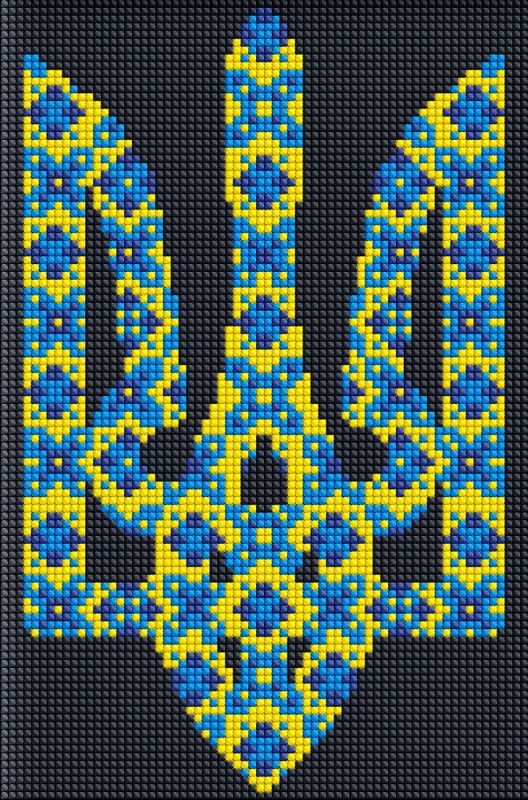 Diamond Painting ohne Rahmen - Symbol der Ukraine mit holografischen Strasssteinen (AB) ©Mariia Davydova