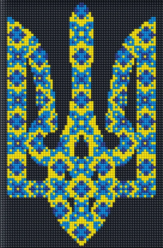 Diamond Painting ohne Rahmen - Symbol der Ukraine mit holografischen Strasssteinen (AB) ©Mariia Davydova