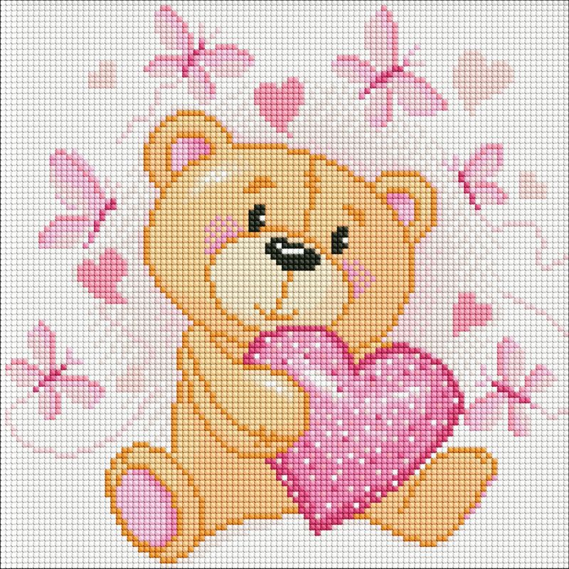 Diamond mosaic - Little bear with hologram rhinestones (AB)