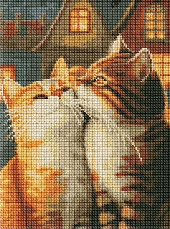 Diamond Painting ohne Rahmen - Verliebte Katzen ©art_selena_ua