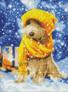Diamond Painting ohne Rahmen - Pelziger Freund mit holografischen Strasssteinen (AB)