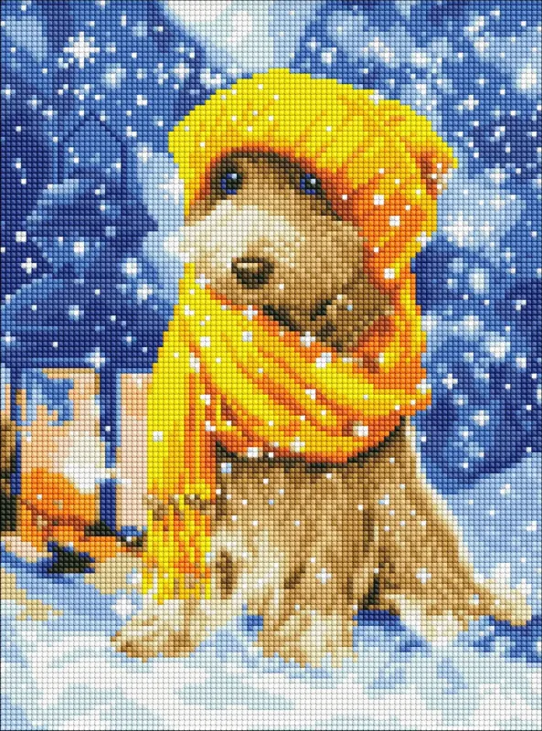 Diamond mosaic without frame - Fluffy friend with hologram rhinestones (AB)