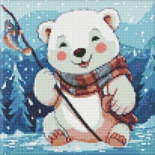 Diamond Painting ohne Rahmen - Winterliches Fischen mit holografischen Strasssteinen (AB) ©art_selena_ua