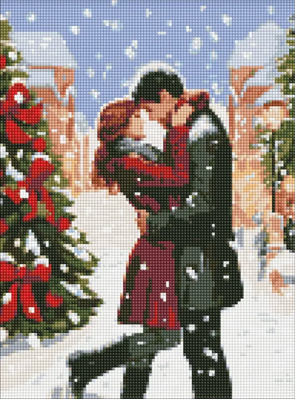 Diamond Painting ohne Rahmen - Winter-Romantik mit holografischen Strasssteinen (AB) ©art_selena_ua