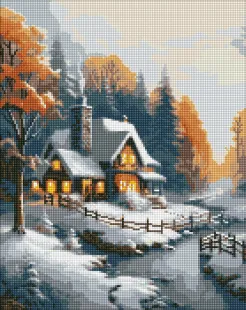 Diamond Painting - Winterhaus mit holografischen Strasssteinen (AB) ©art_selena_ua