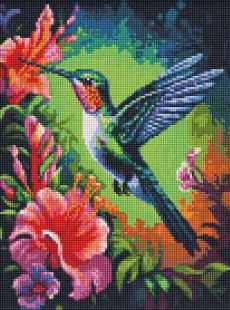Diamond Painting - Ein anmutiger Kolibri mit holografischen Strasssteinen (AB) ©art_selena_ua