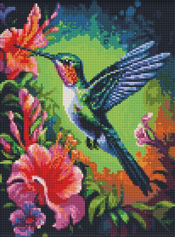 Diamond Painting - Ein anmutiger Kolibri mit holografischen Strasssteinen (AB) ©art_selena_ua