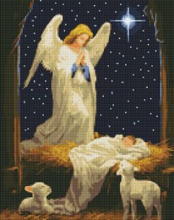 Diamond Painting - Unter dem Schutz eines Engels mit holografischen Strasssteinen (AB) ©art_selena_ua