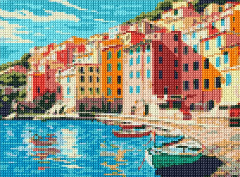 Diamond Painting - Sonnige Stadt mit holografischen Strasssteinen (AB) ©art_selena_ua