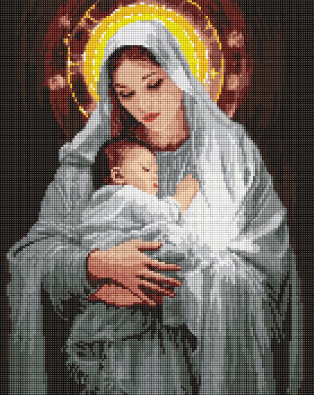 Diamond Painting - Die Zärtlichkeit einer Mutter mit holografischen Strasssteinen (AB) ©art_selena_ua