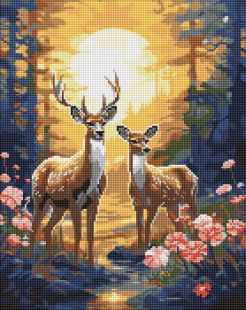 Diamond Painting - Anmutige Rentiere mit holografischen Strasssteinen (AB) ©art_selena_ua