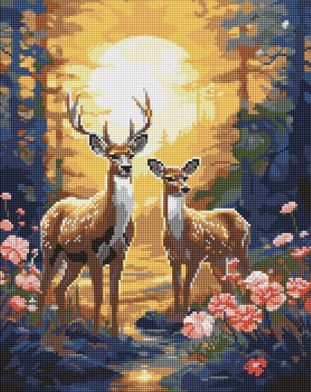 Diamond Painting - Anmutige Rentiere mit holografischen Strasssteinen (AB) ©art_selena_ua