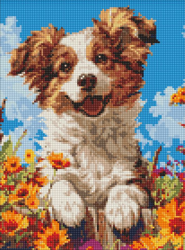 Diamond Painting ohne Rahmen - Ein Hund in Blumen ©art_selena_ua
