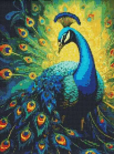 Diamond Painting - Raffinierter Pfau mit holografischen Strasssteinen (AB) ©art_selena_ua