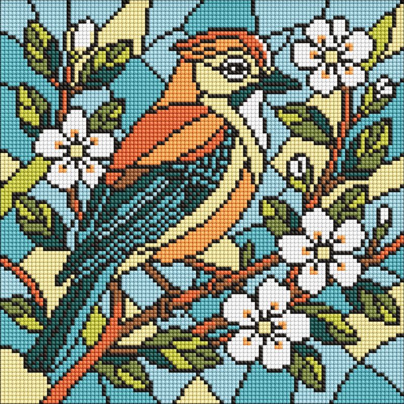 Diamond Painting - Buntglasfenster. Eine Elster ©art_selena_ua