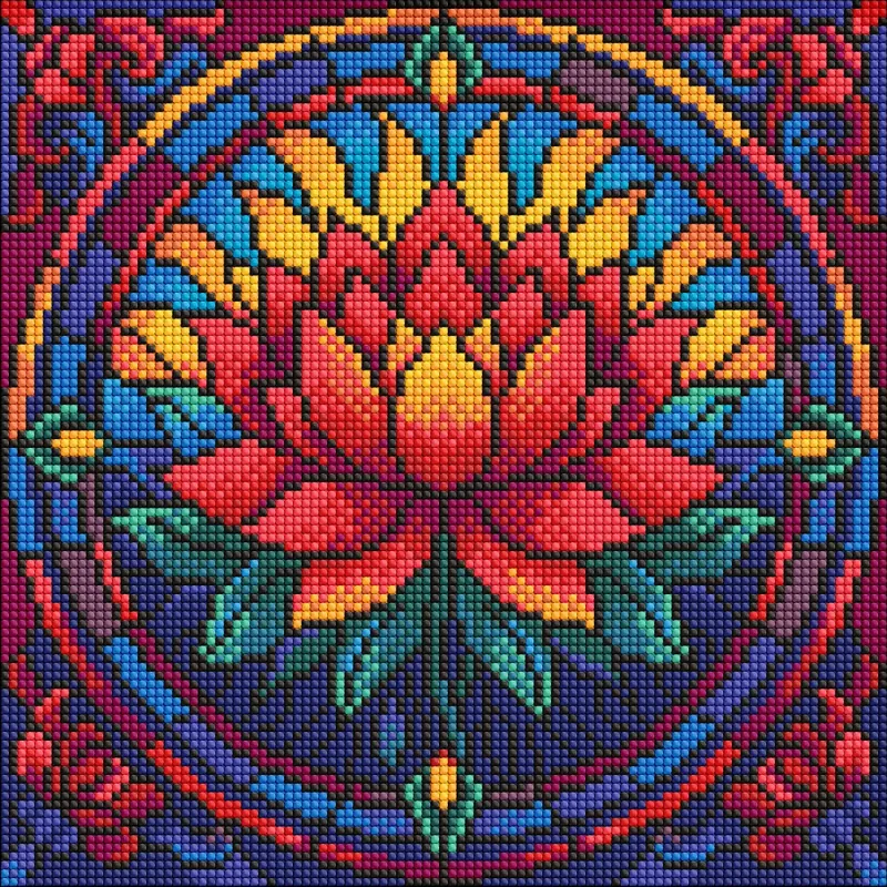 Diamond Painting - Buntglasfenster. Lotus ©art_selena_ua