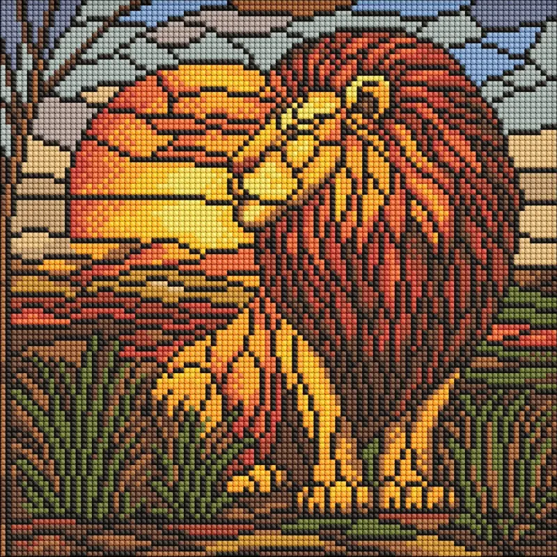 Diamond mosaic - Stained glass window. Lion ©art_selena_ua