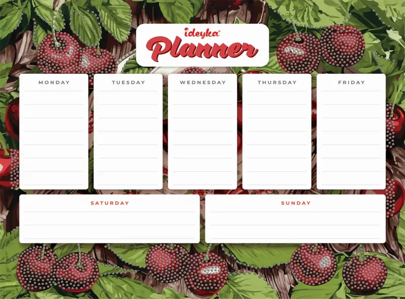 Magnetic planner with diamond mosaic - Cherries ©art_selena_ua