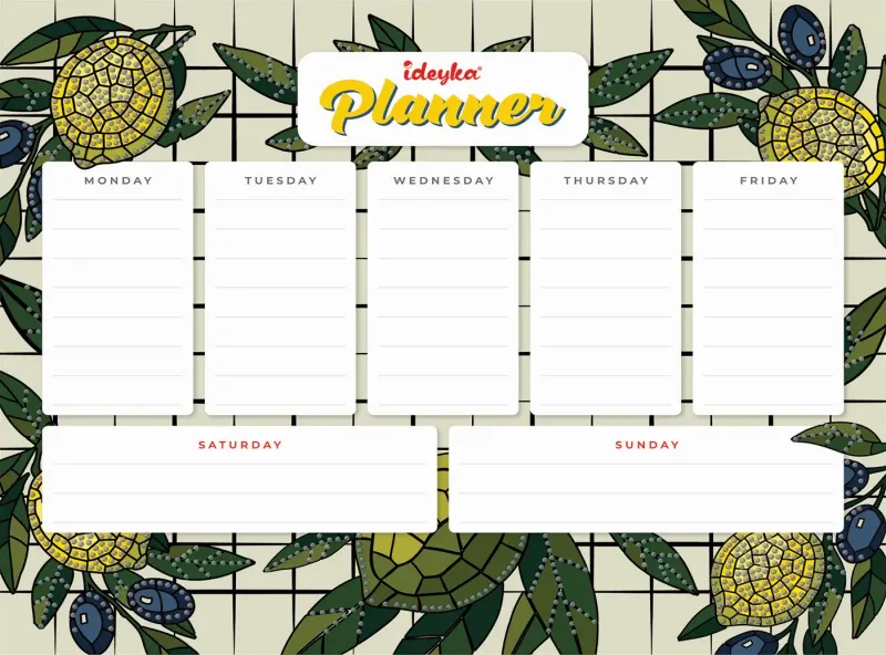 Magnetic planner with diamond mosaic - Lemons ©art_selena_ua