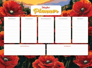 Magnetischer Planer mit Diamantmosaik - Mohnblumen ©art_selena_ua