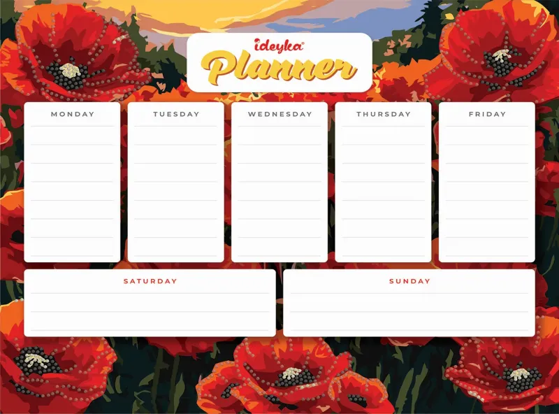Magnetischer Planer mit Diamantmosaik - Mohnblumen ©art_selena_ua