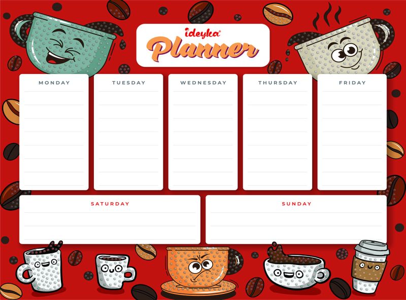 Magnetic planner with diamond mosaic - Coffee ©art_selena_ua