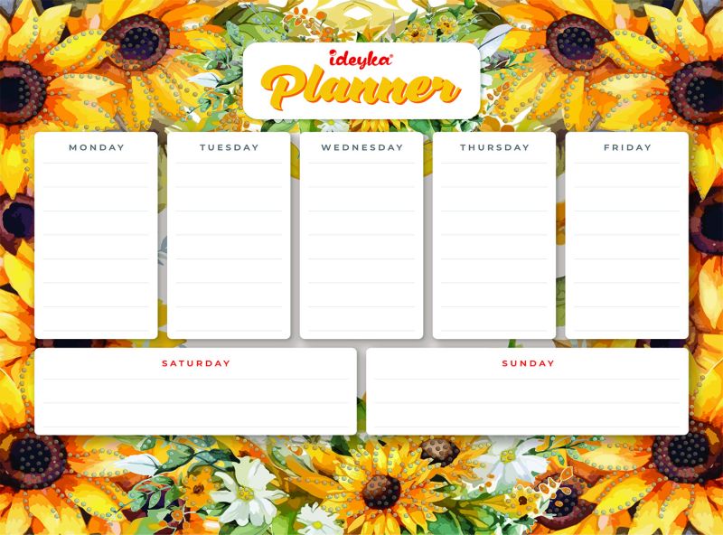 Magnetischer Planer mit Diamantmosaik - Sonnenblumen ©art_selena_ua