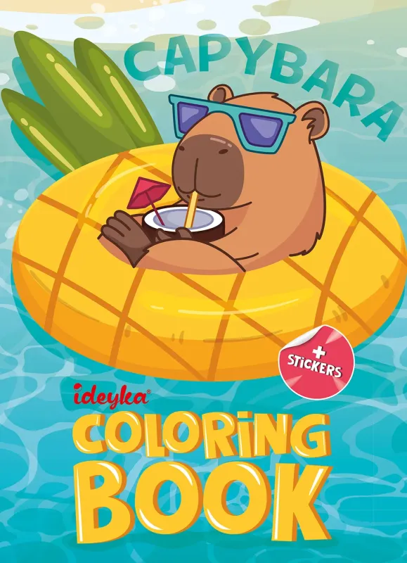 Malbuch mit Aufklebern - Capybara im Urlaub